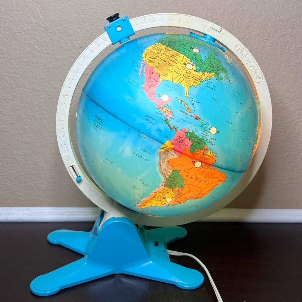 Vintage 1988 Fisher-Price Light-Up Globe with Viewfinder • Illuminated Education